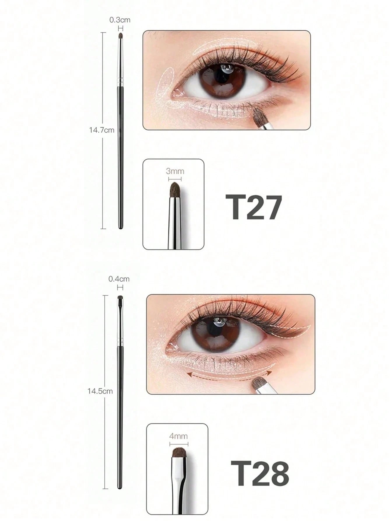 4pcs Precision Horse Hair Eyeliner Brush Set, Portable Eye Makeup Kit, Easy To Create Various Eye Makeup Styles, Essential For Daily Use Or Travel, Eyebrow Brush, Eyeshadow Brush, Brush,Giveaways
