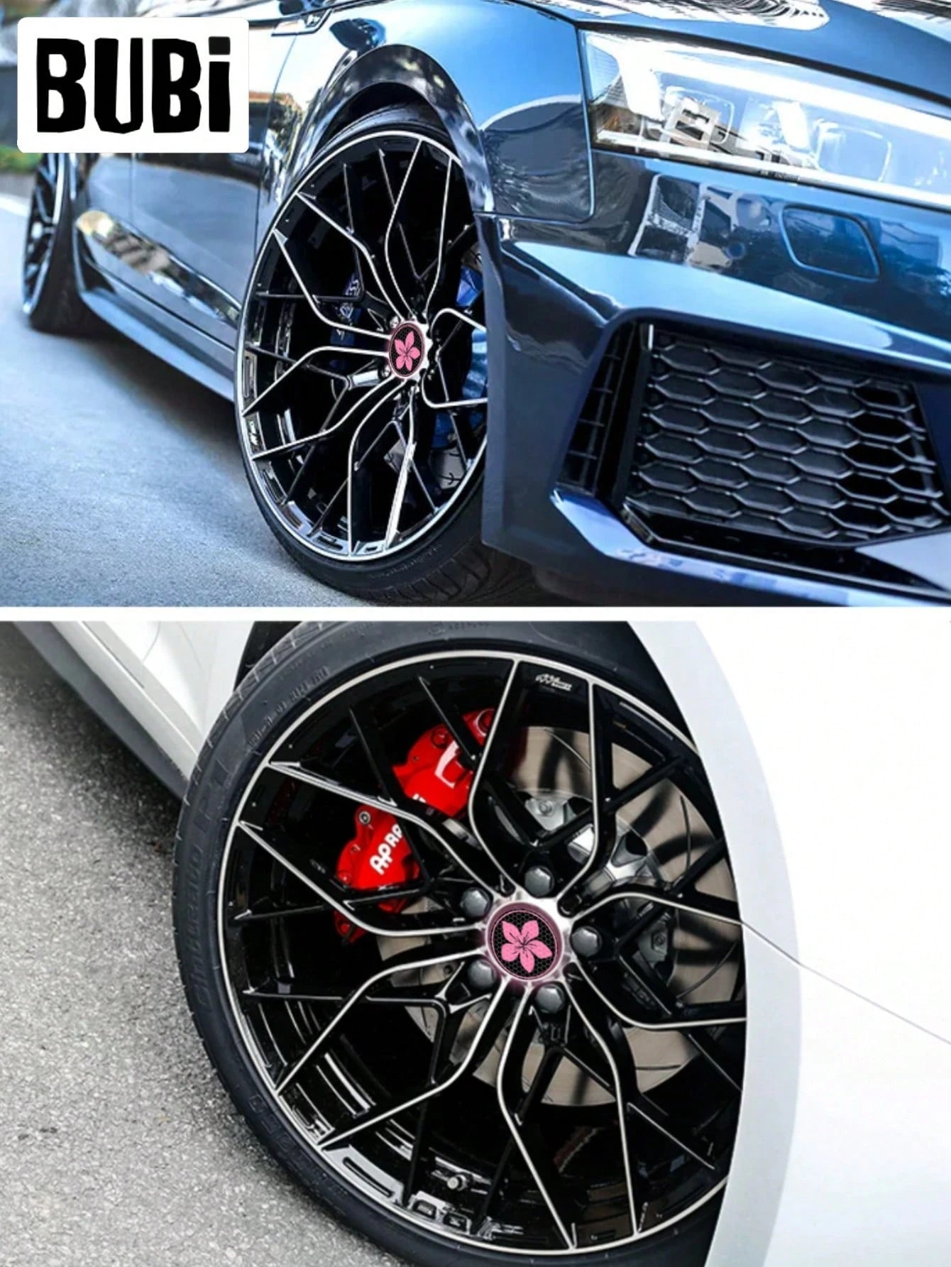 4pcs Reflective Car Wheel Hub Center Stickers Decals Pink JDM Cherry Blossom Cute Flower 5.65cm/2.22in Universal Tire Valve Cap Stickers Decoration Car Motorcycle Bicycle Accessories