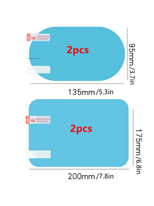 4pcs/Set 2pcs Car Rearview Mirror+2 Side Windows Rainproof Film Rearview Mirror Rainproof Tape