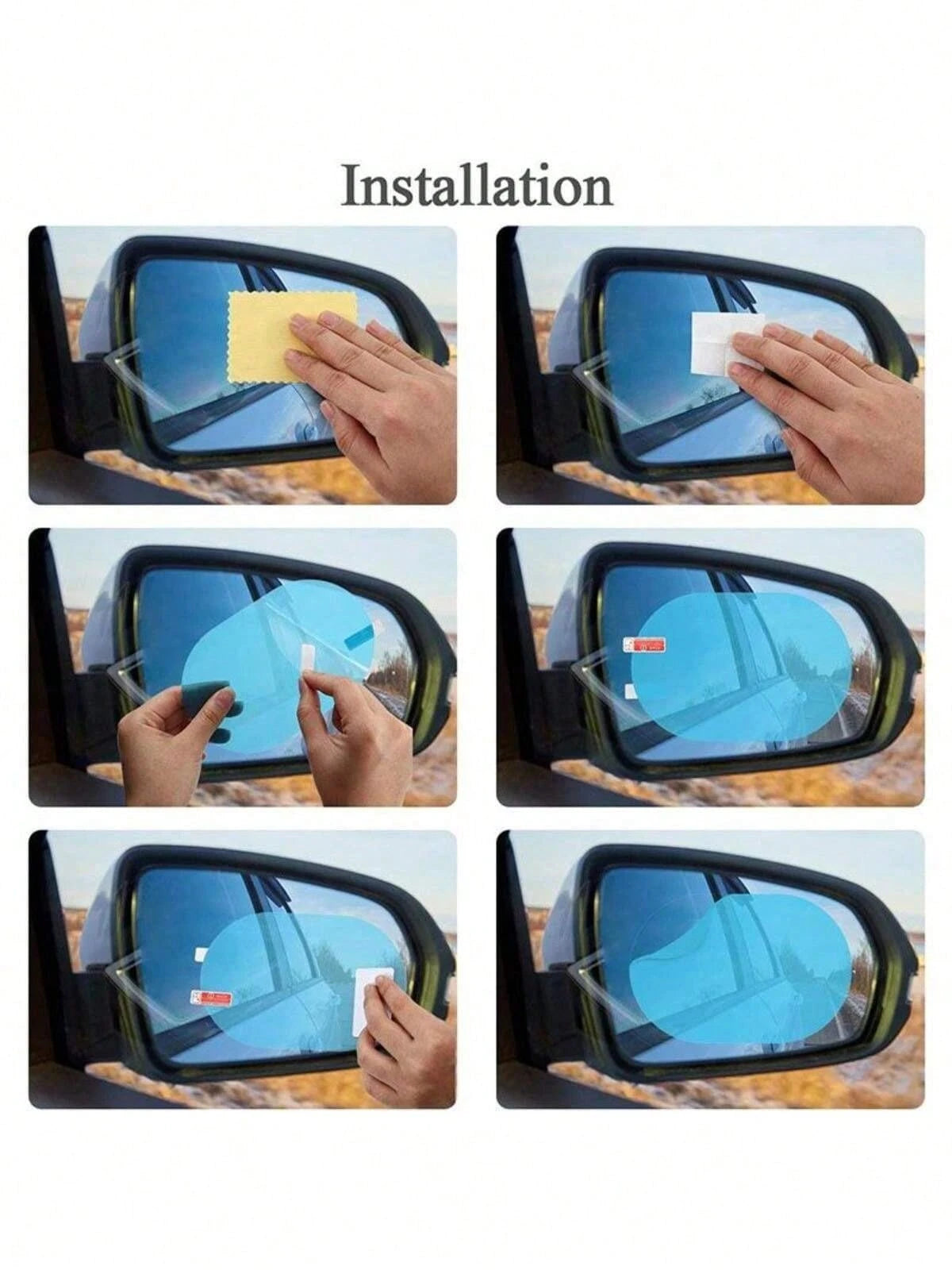 4pcs/Set 2pcs Car Rearview Mirror+2 Side Windows Rainproof Film Rearview Mirror Rainproof Tape