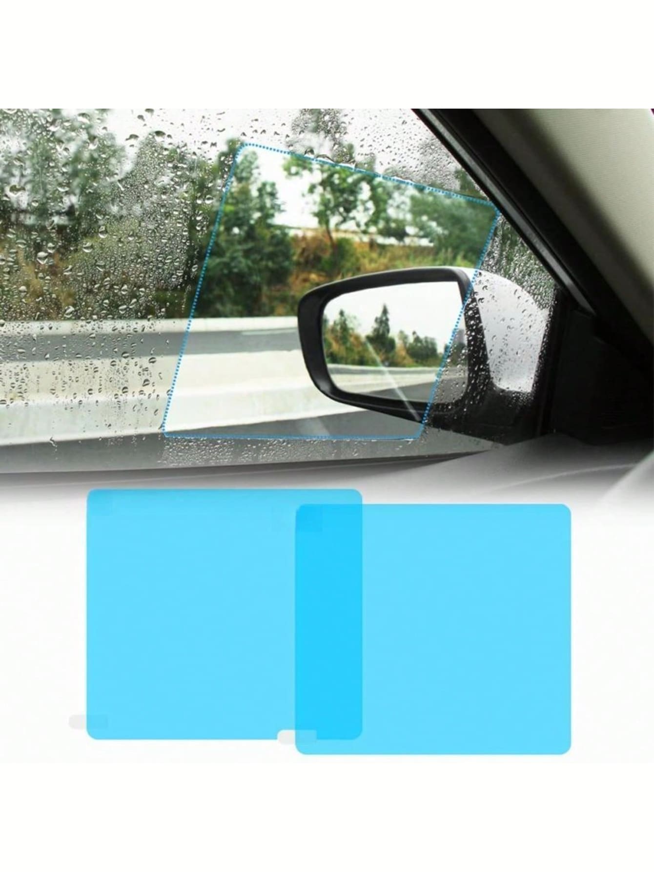 4pcs/Set 2pcs Car Rearview Mirror+2 Side Windows Rainproof Film Rearview Mirror Rainproof Tape