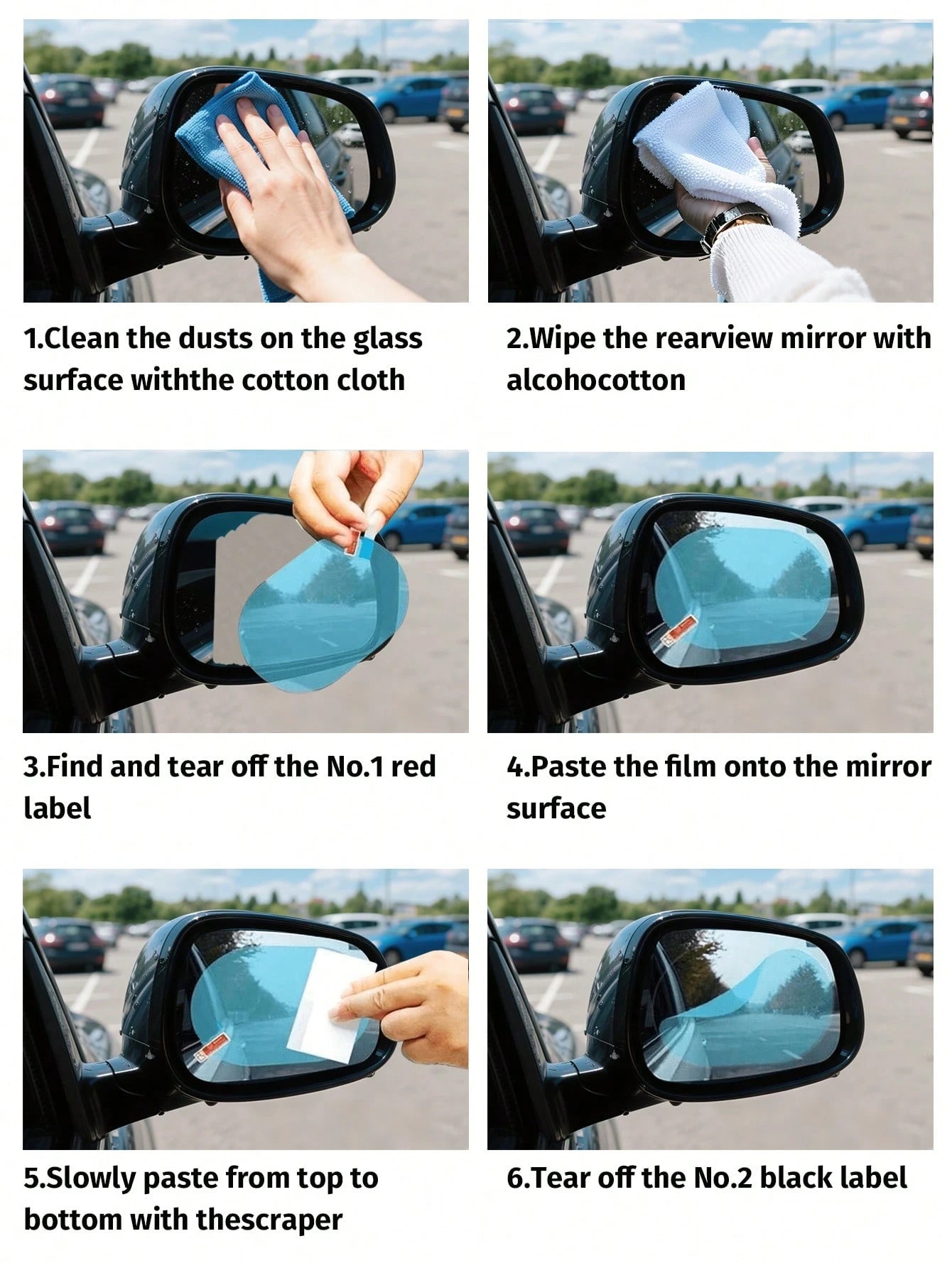 4pcs/Set Car Rearview Mirror Rain Proof Sticker, Anti-Fog Protective Film, Rain Cover