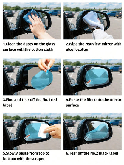 4pcs/Set Car Rearview Mirror Rain Proof Sticker, Anti-Fog Protective Film, Rain Cover
