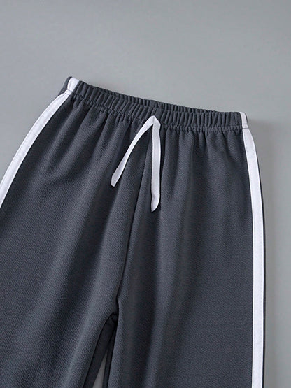 4pcs/Set Kids Casual Pants, Lightweight Drawstring Ankle Length Trousers, Versatile Daily Wear For Boys Aged 3-12, Spring/Summer