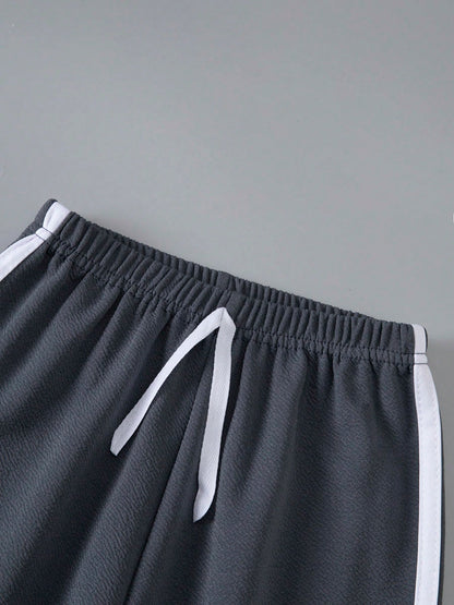 4pcs/Set Kids Casual Pants, Lightweight Drawstring Ankle Length Trousers, Versatile Daily Wear For Boys Aged 3-12, Spring/Summer
