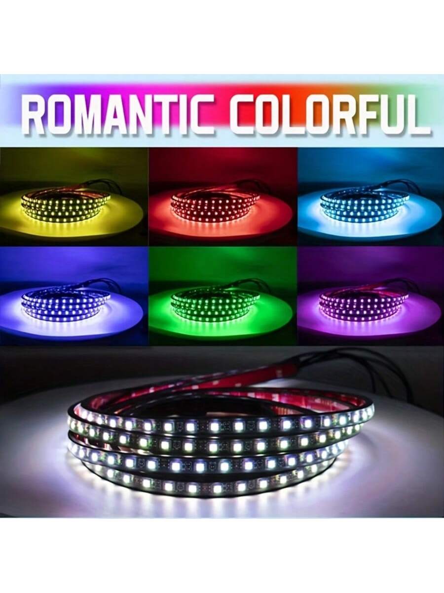 4Pcs Smart Exterior Car Lights, 35in+47in Car Underglow Neon Accent Strip Lights, RGB 8 Color Sound Active Function 16 Million Music Mode With Wireless Remote Control Underbody Light Strips For Car Va