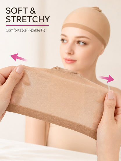 4Pcs Stretchy Nylon Wig Caps For Women, Breathable Lightweight Stocking Caps With Wide Elastic Band, Comfortable Hair Nets For Wigs, Cosplay, Stage Makeup, Daily Styling And Hair Protection, Available