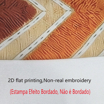 4pcs Vintage Bohemian Geometric Throw Pillow Covers, American Country Brown Orange Rhombus Wave Hexagon Print Pattern, Single-Sided 2D Flat Printing, Non-3D Real Embroidery, 45x45cm (18x18in), Soft Co