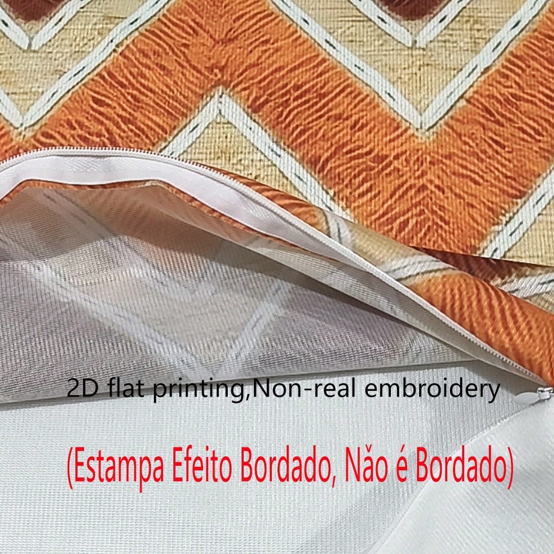 4pcs Vintage Bohemian Geometric Throw Pillow Covers, American Country Brown Orange Rhombus Wave Hexagon Print Pattern, Single-Sided 2D Flat Printing, Non-3D Real Embroidery, 45x45cm (18x18in), Soft Co