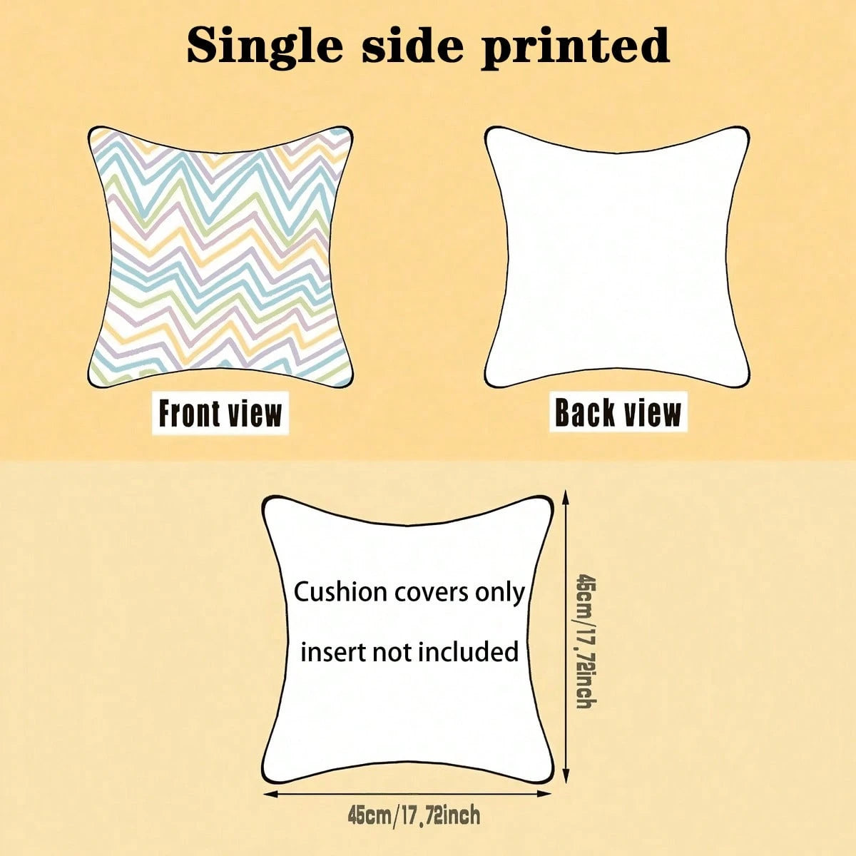 4pcs Vintage Bohemian Geometric Throw Pillow Covers, American Country Brown Orange Rhombus Wave Hexagon Print Pattern, Single-Sided 2D Flat Printing, Non-3D Real Embroidery, 45x45cm (18x18in), Soft Co