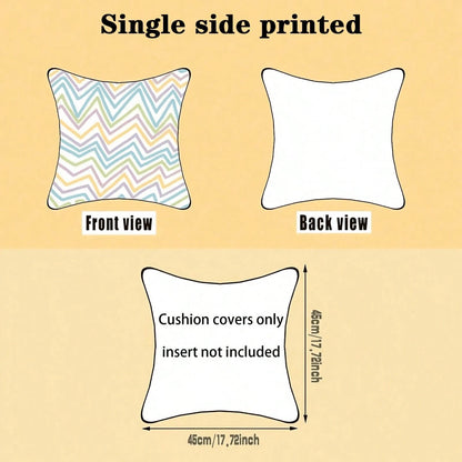 4pcs Vintage Bohemian Geometric Throw Pillow Covers, American Country Brown Orange Rhombus Wave Hexagon Print Pattern, Single-Sided 2D Flat Printing, Non-3D Real Embroidery, 45x45cm (18x18in), Soft Co