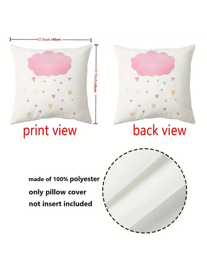 4pcs Vintage Rainbow Sun Heart Throw Pillow Covers, Colorful Weather Theme Pillow Shams, Suitable For Nursery, Girls Room Decor, 17.7*17.7 Inches, 4 Piece Set, Room Decor, Bedroom Decor, Living Room D
