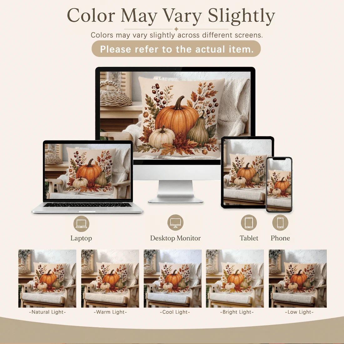 4pcs Vintage Red Brown Autumn Pumpkin Maple Leaf Print Pillow Covers [Without Pillow Insert], 40*40cm/45*45cm/50*50cm, [Single-Sided Printing] Made Of Polyester Material Hello Autumn English Berry Aco