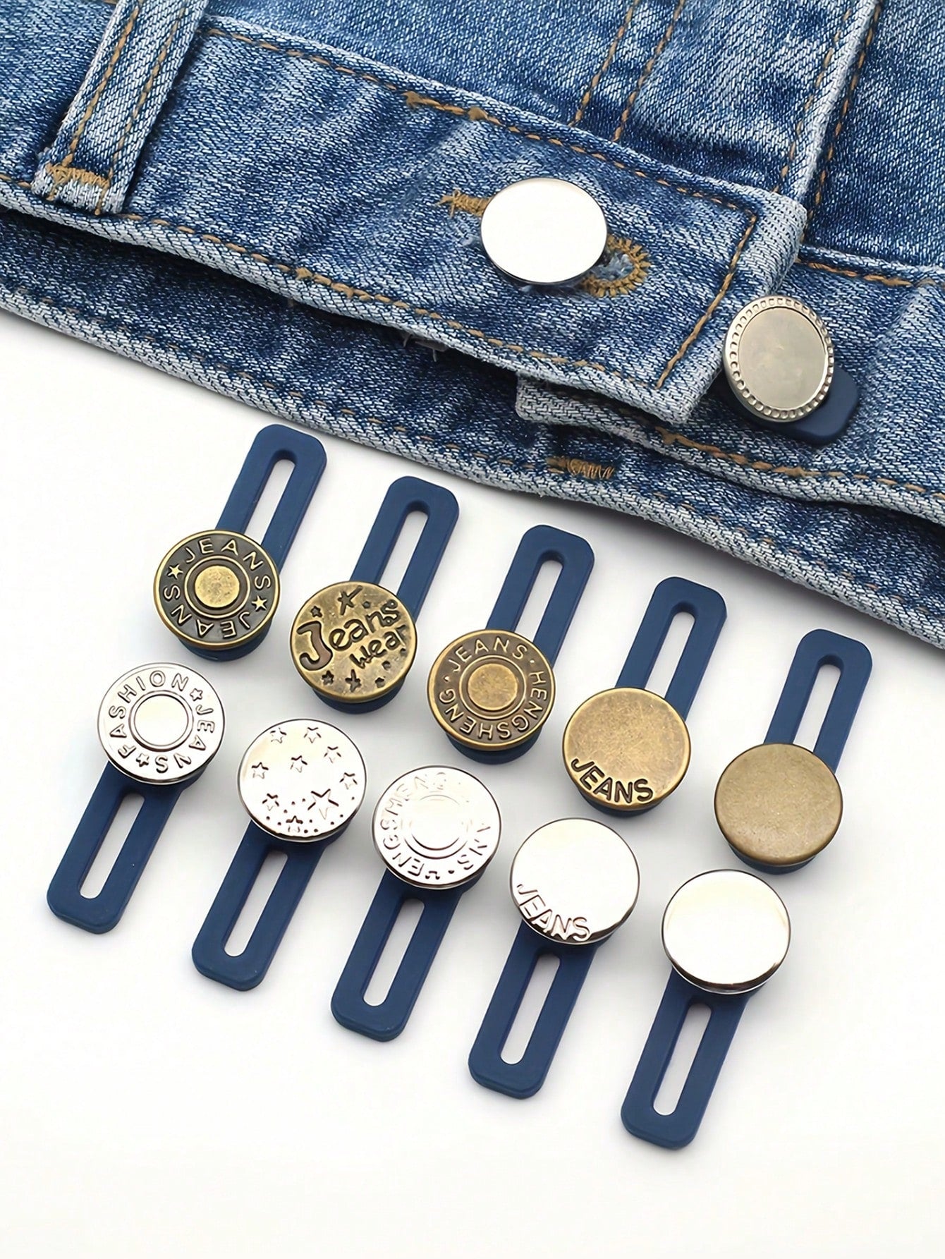 5/10/15/20pcs Pant Button Extenders, Adjustable Waistband Buckles, Expandable Waist Extenders, Random Color, No-Sew Buttons, Easy To Use, No Tools Required, Elastic Material, 0.71 Inch Extension Lengt