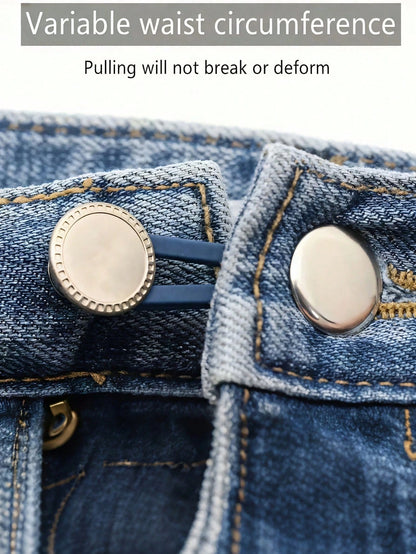 5/10/15/20pcs Pant Button Extenders, Adjustable Waistband Buckles, Expandable Waist Extenders, Random Color, No-Sew Buttons, Easy To Use, No Tools Required, Elastic Material, 0.71 Inch Extension Lengt