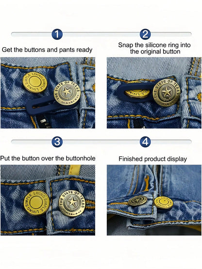 5/10/15/20pcs Pant Button Extenders, Adjustable Waistband Buckles, Expandable Waist Extenders, Random Color, No-Sew Buttons, Easy To Use, No Tools Required, Elastic Material, 0.71 Inch Extension Lengt