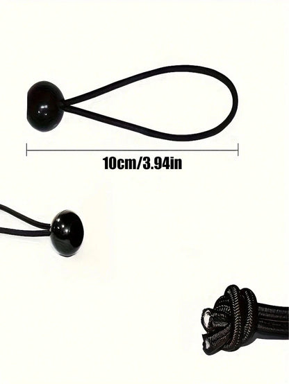 5/10/20PCS Heavy-Duty Adjustable Elastic Rope With Plastic Ball - Black, All-Season Camping Accessory For Tent Securing And Camping Setup | Strong Adjustment, Adjustable Rope | Essential Camping Acces