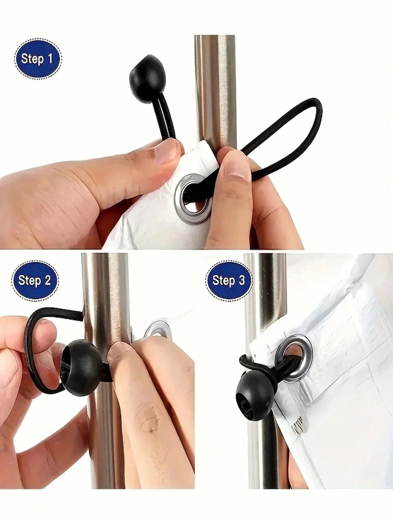5/10/20PCS Heavy-Duty Adjustable Elastic Rope With Plastic Ball - Black, All-Season Camping Accessory For Tent Securing And Camping Setup | Strong Adjustment, Adjustable Rope | Essential Camping Acces