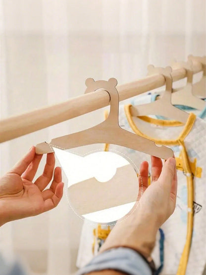5/10/20pcs Wooden Bear Baby Hangers, Non-Slip Thin Baby Clothes Hangers, Space-Saving Nursery Closet And Wardrobe Storage Organizer