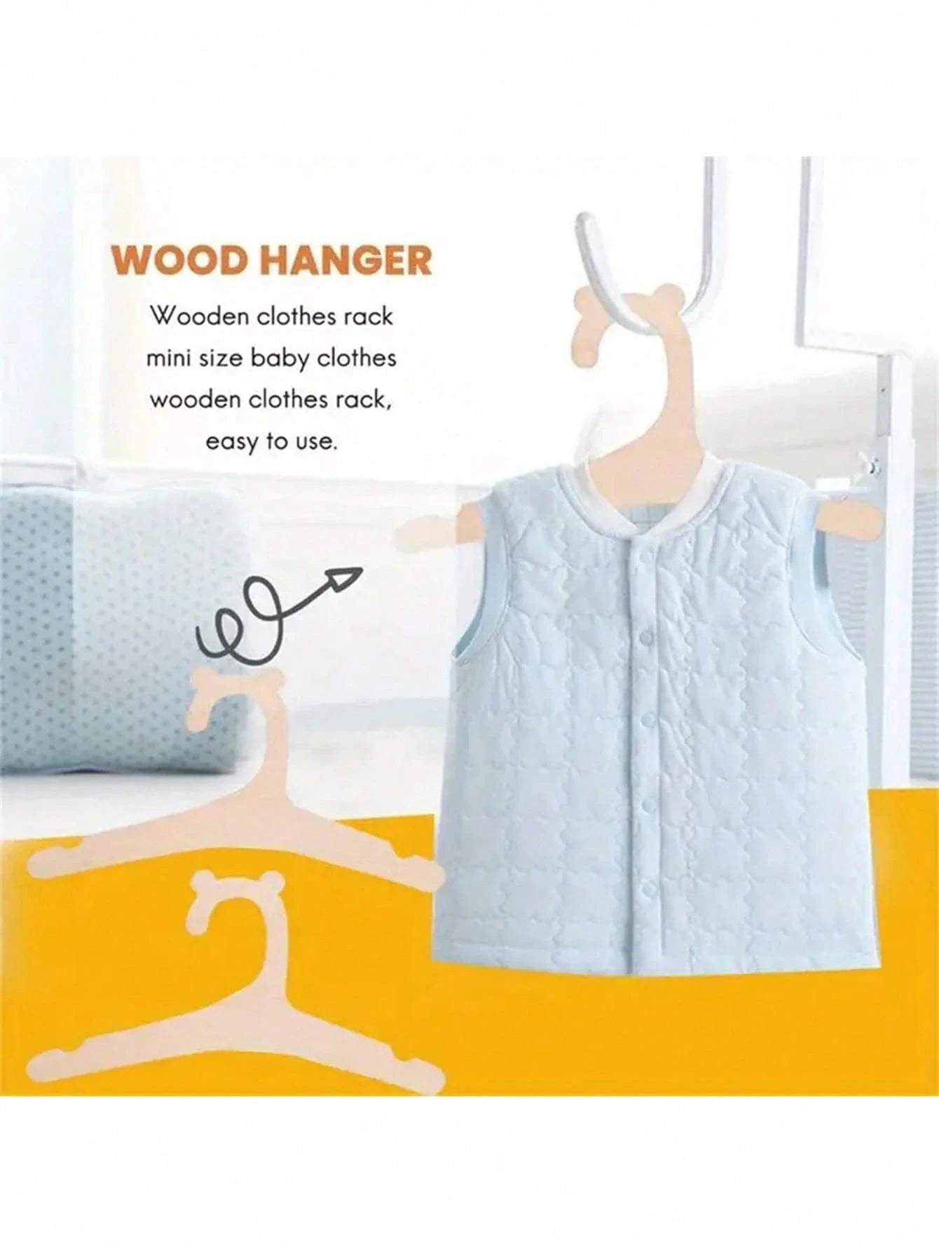 5/10/20pcs Wooden Bear Baby Hangers, Non-Slip Thin Baby Clothes Hangers, Space-Saving Nursery Closet And Wardrobe Storage Organizer