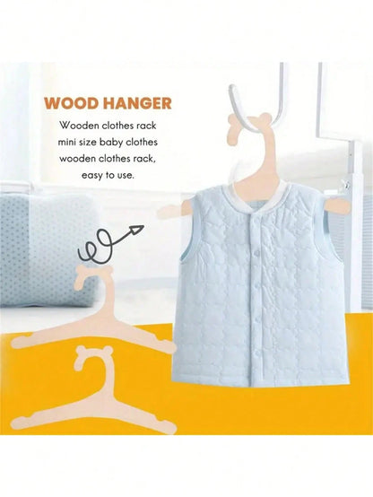 5/10/20pcs Wooden Bear Baby Hangers, Non-Slip Thin Baby Clothes Hangers, Space-Saving Nursery Closet And Wardrobe Storage Organizer