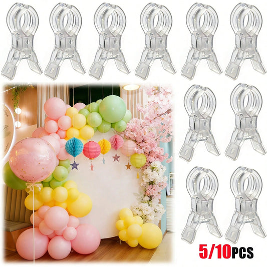 5/10pcs 3.5 Inch Heavy Duty Transparent Plastic Spring Clamps| Multipurpose Balloon Arch Clips For Backdrop Fixing, Sturdy Craft Clamps