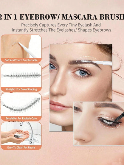 5/20/50/100/200pcs Mini Eyebrow Brushes With Caps, Eyebrow Shaping Brush, Eyelash Brush, Eyebrow & Eyelash Filling, Brow & Lash Lift Dyeing Tool, Brow & Lash Comb, Eyelash Extension Brush