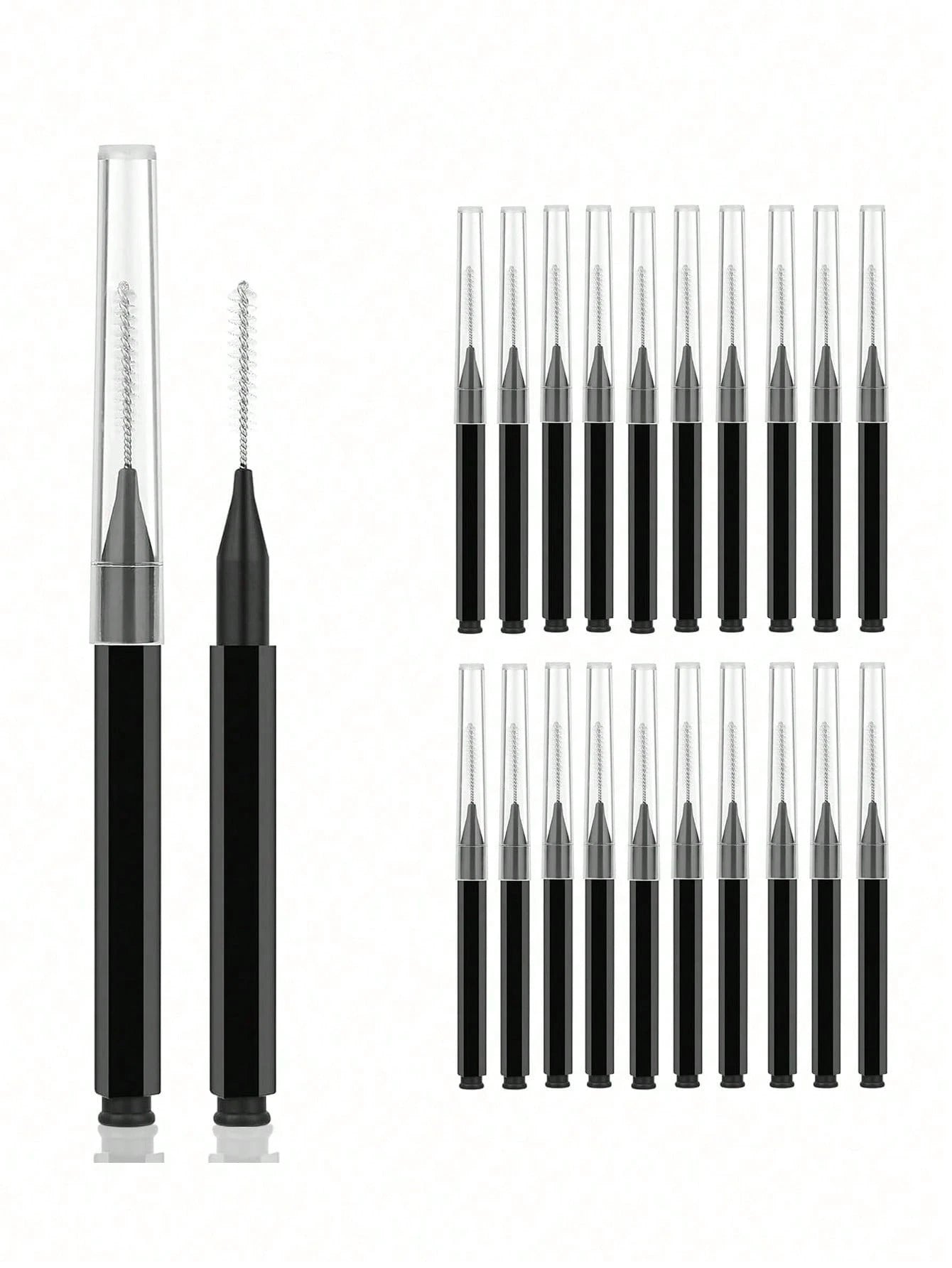 5/20/50/100/200pcs Mini Eyebrow Brushes With Caps, Eyebrow Shaping Brush, Eyelash Brush, Eyebrow & Eyelash Filling, Brow & Lash Lift Dyeing Tool, Brow & Lash Comb, Eyelash Extension Brush