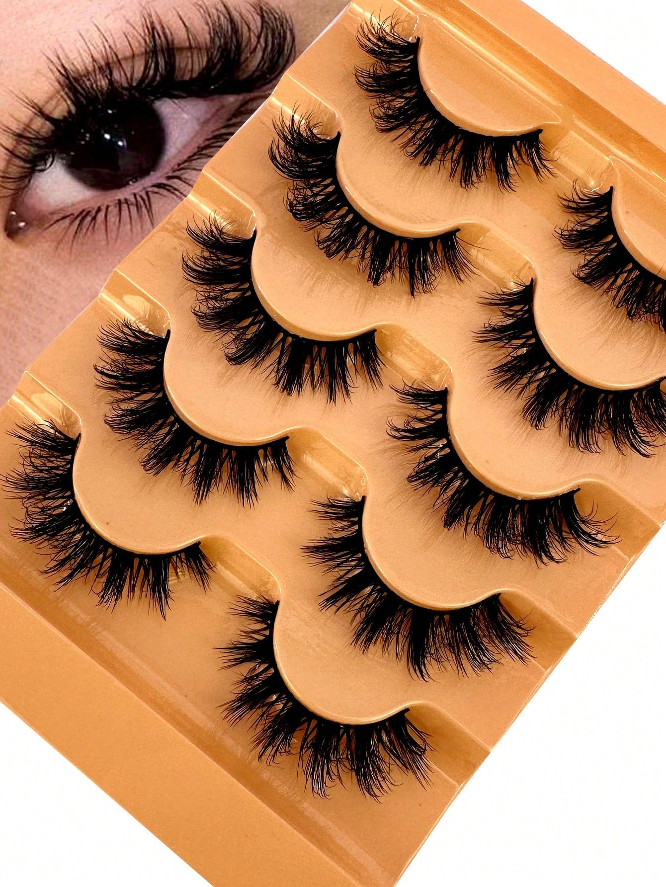 5 Pairs 5d Volume False Eyelashes, Fluffy Russian Big Curling Imitation Mink Hair Eyelashes Strip Lashes, Lashes, Eyelashes, Fake Lashes