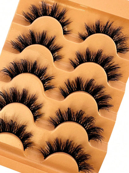5 Pairs 5d Volume False Eyelashes, Fluffy Russian Big Curling Imitation Mink Hair Eyelashes Strip Lashes, Lashes, Eyelashes, Fake Lashes