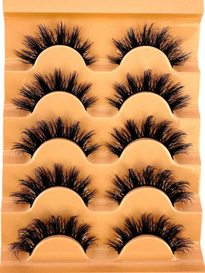 5 Pairs 5d Volume False Eyelashes, Fluffy Russian Big Curling Imitation Mink Hair Eyelashes Strip Lashes, Lashes, Eyelashes, Fake Lashes