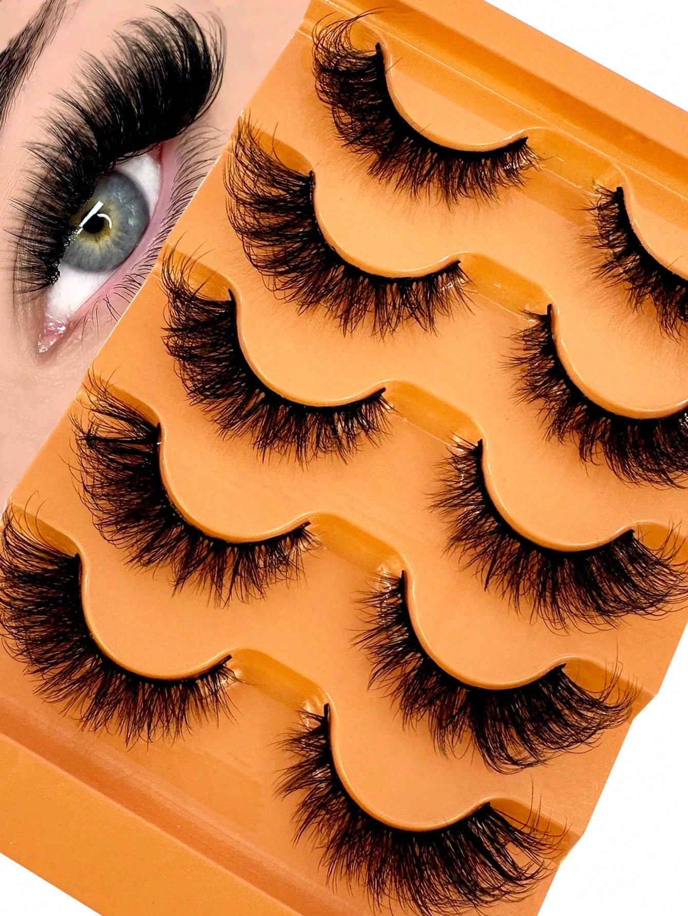 5 Pairs 5d Volume False Eyelashes, Fluffy Russian Big Curling Imitation Mink Hair Eyelashes Strip Lashes, Lashes, Eyelashes, Fake Lashes