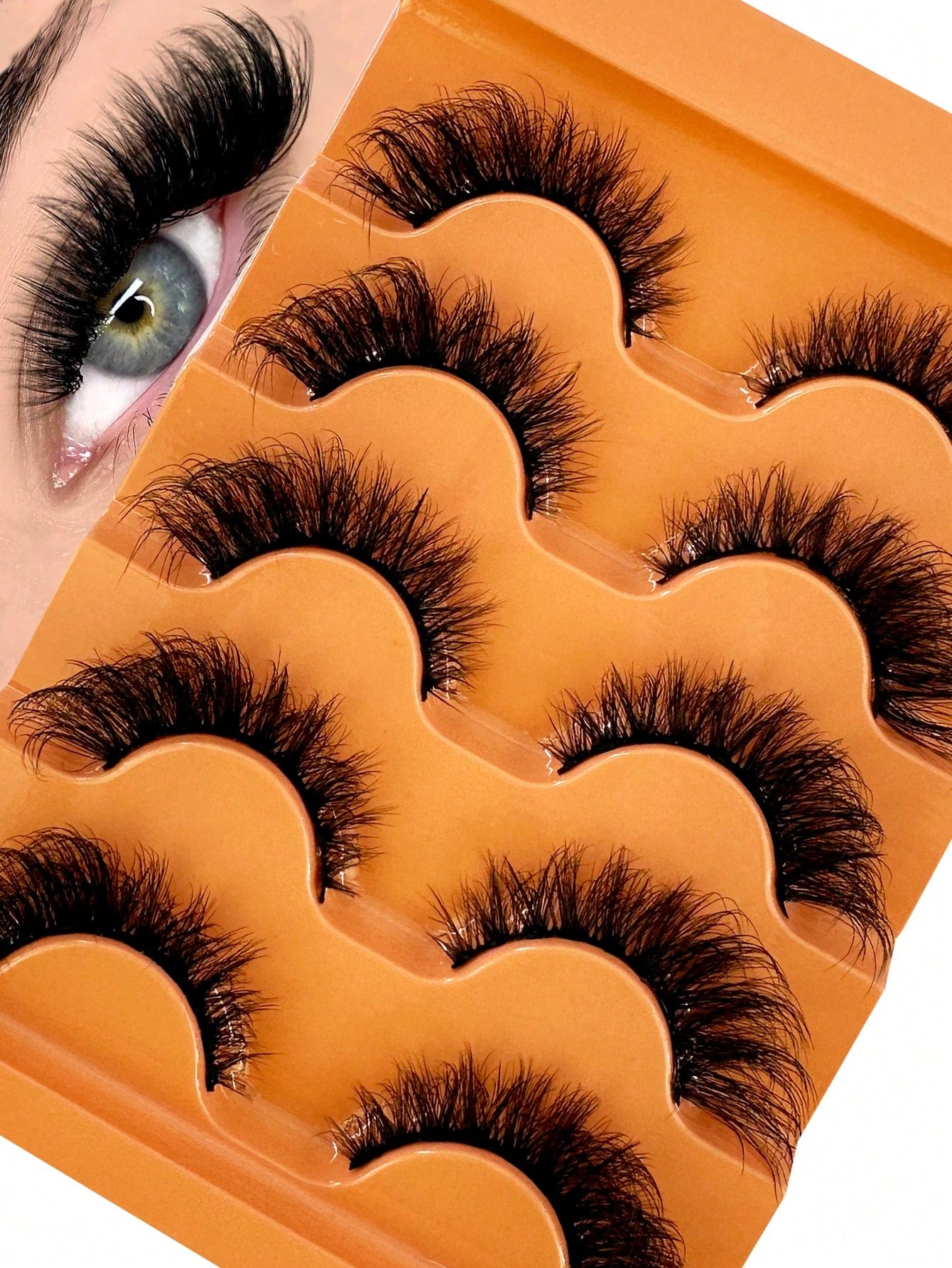 5 Pairs 5d Volume False Eyelashes, Fluffy Russian Big Curling Imitation Mink Hair Eyelashes Strip Lashes, Lashes, Eyelashes, Fake Lashes