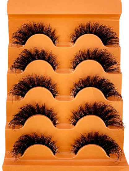 5 Pairs 5d Volume False Eyelashes, Fluffy Russian Big Curling Imitation Mink Hair Eyelashes Strip Lashes, Lashes, Eyelashes, Fake Lashes