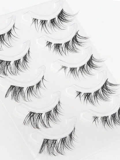 5 Pairs Fox Style Natural & Long & Wispy False Eyelashes ForDaily Party Makeup, Cat Eye & Fairy Style False Lashes ForGlamorous Look