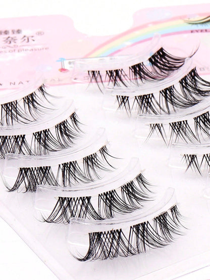 5 Pairs Fox Style Natural & Long & Wispy False Eyelashes ForDaily Party Makeup, Cat Eye & Fairy Style False Lashes ForGlamorous Look