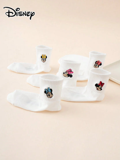 5 Pairs Of Embroidered Disney Sock Series Patterned Fun Cartoon-Style Ankle Socks