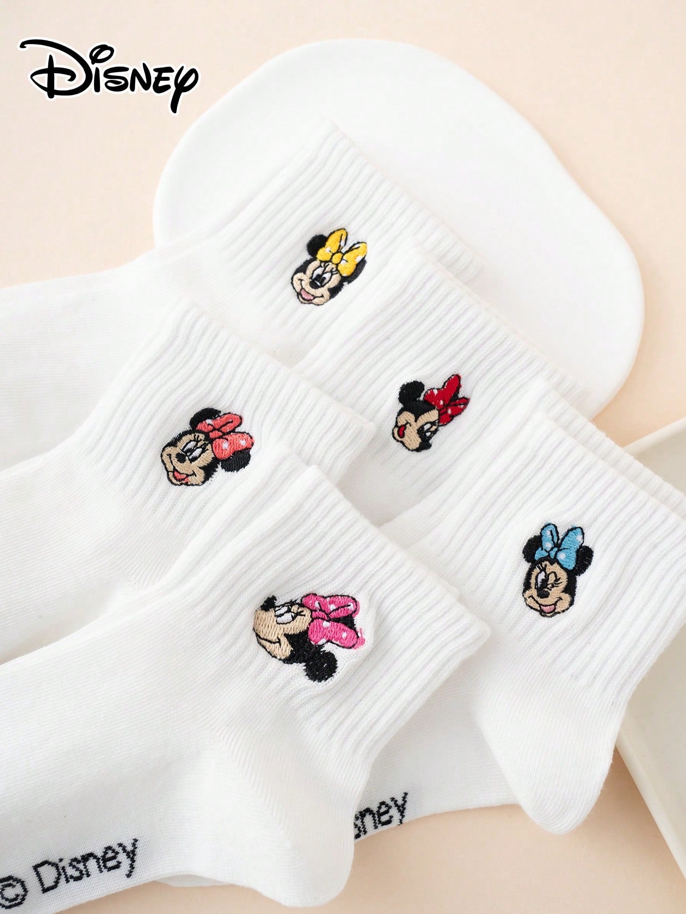 5 Pairs Of Embroidered Disney Sock Series Patterned Fun Cartoon-Style Ankle Socks