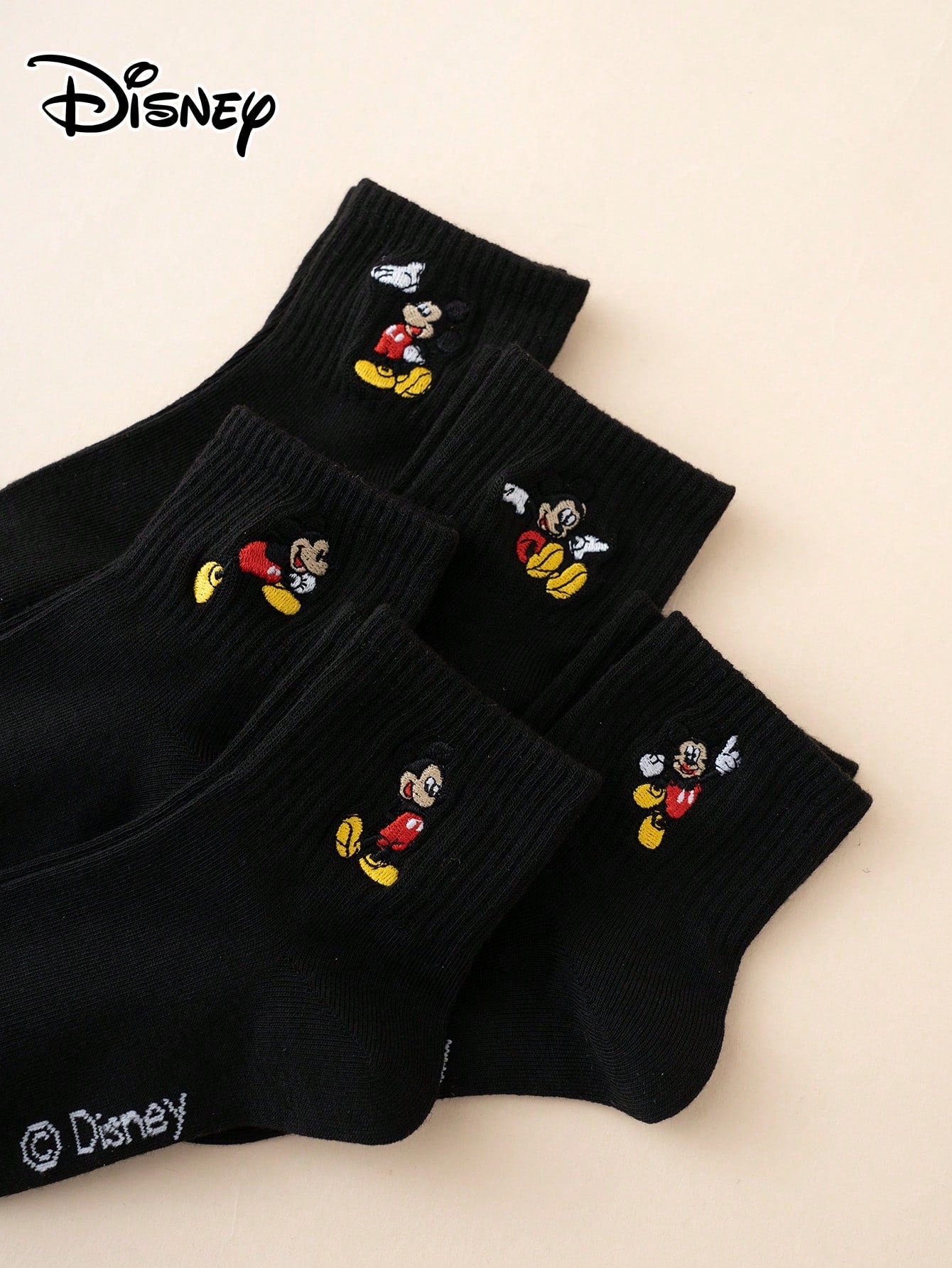 5 Pairs Of Interesting And Personalized Cartoon-Style Cute Embroidered Disney Sock Mickey Dancing Pattern Children's Socks