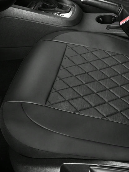 5 Seat Deluxe All-Season Quilted Faux Leather Car Seat Covers- Comfy Sponge-Padding, Universal Fit,Car Seat Cover Full Set