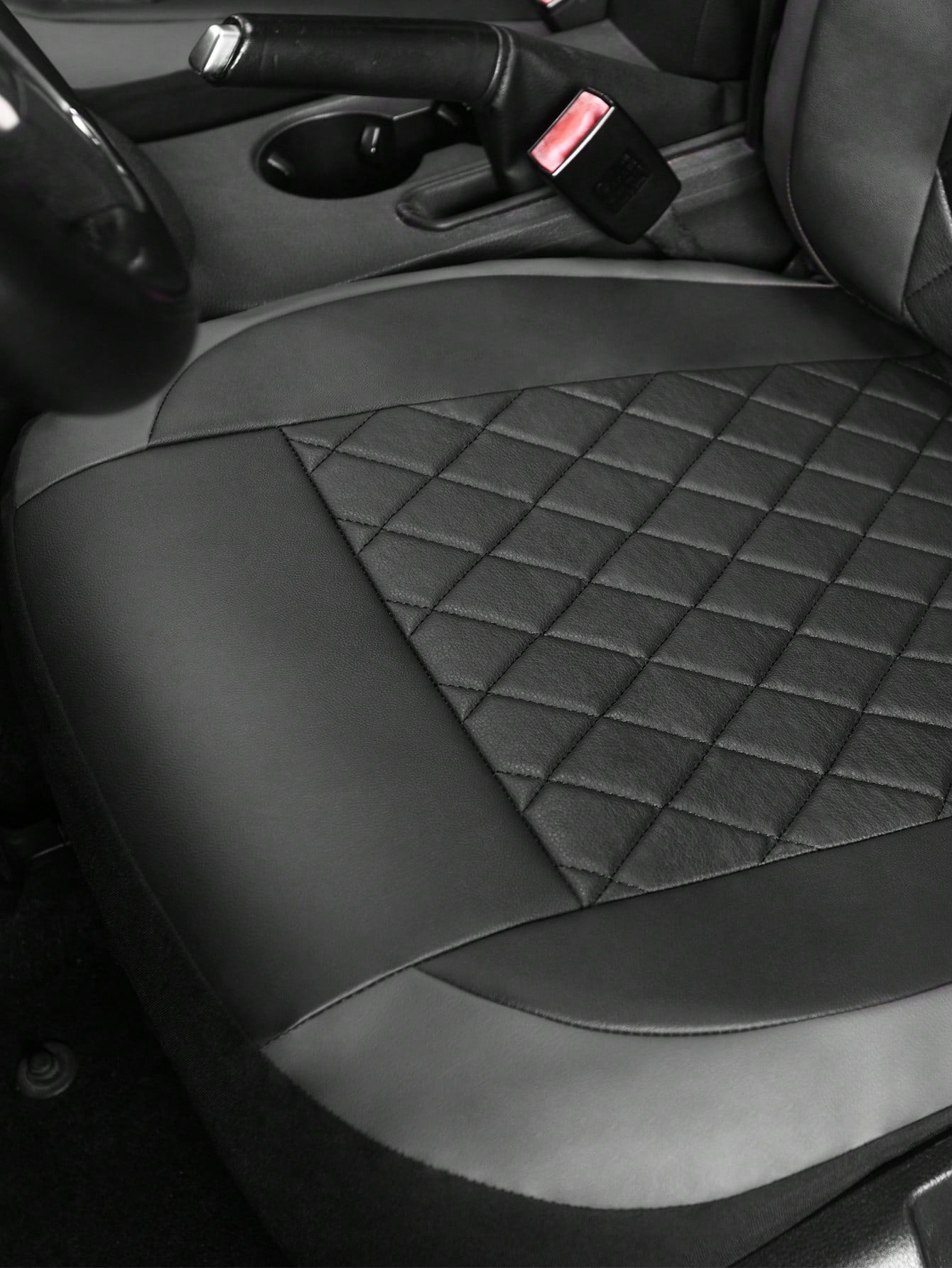 5 Seat Deluxe All-Season Quilted Faux Leather Car Seat Covers- Comfy Sponge-Padding, Universal Fit,Car Seat Cover Full Set