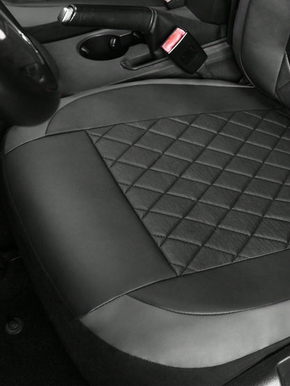 5 Seat Deluxe All-Season Quilted Faux Leather Car Seat Covers- Comfy Sponge-Padding, Universal Fit,Car Seat Cover Full Set