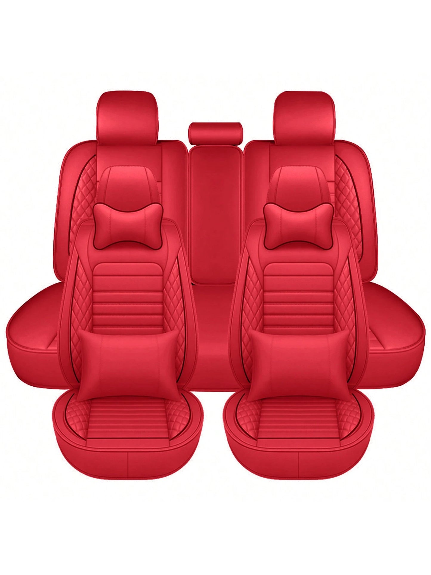 5 Seats Car Seat Covers Full Set PU Leather Front Rear Back Padded Cover Universal Auto Seat Protectors With Or Without Head Pillow For Most Cars Sedan Truck SUV