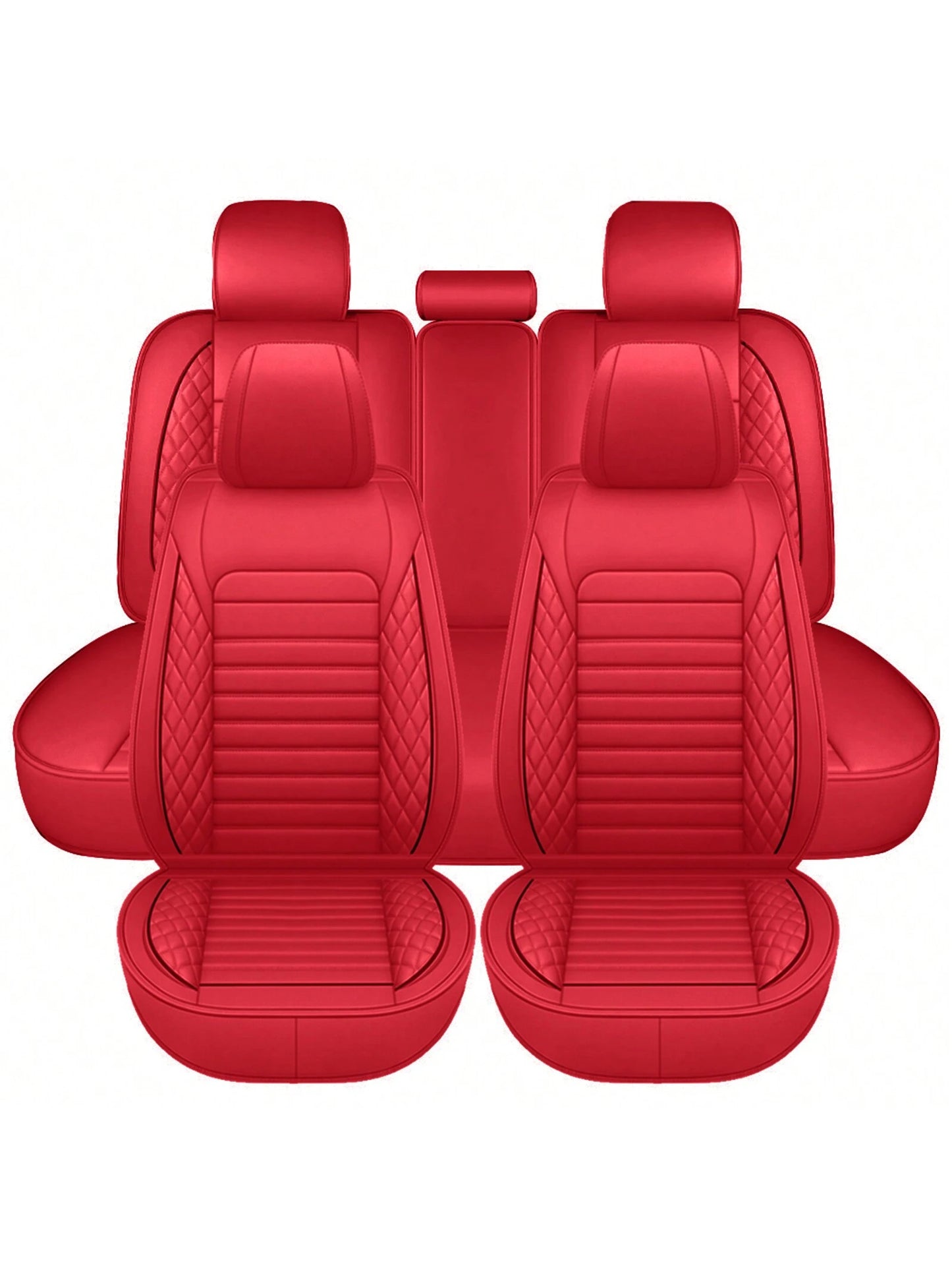 5 Seats Car Seat Covers Full Set PU Leather Front Rear Back Padded Cover Universal Auto Seat Protectors With Or Without Head Pillow For Most Cars Sedan Truck SUV