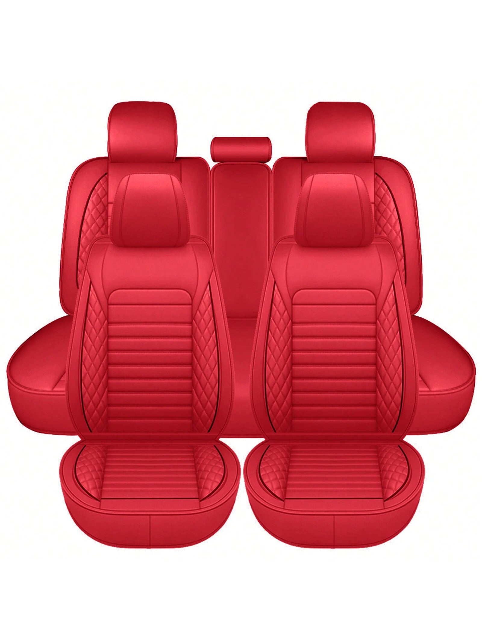 5 Seats Car Seat Covers Full Set PU Leather Front Rear Back Padded Cover Universal Auto Seat Protectors With Or Without Head Pillow For Most Cars Sedan Truck SUV