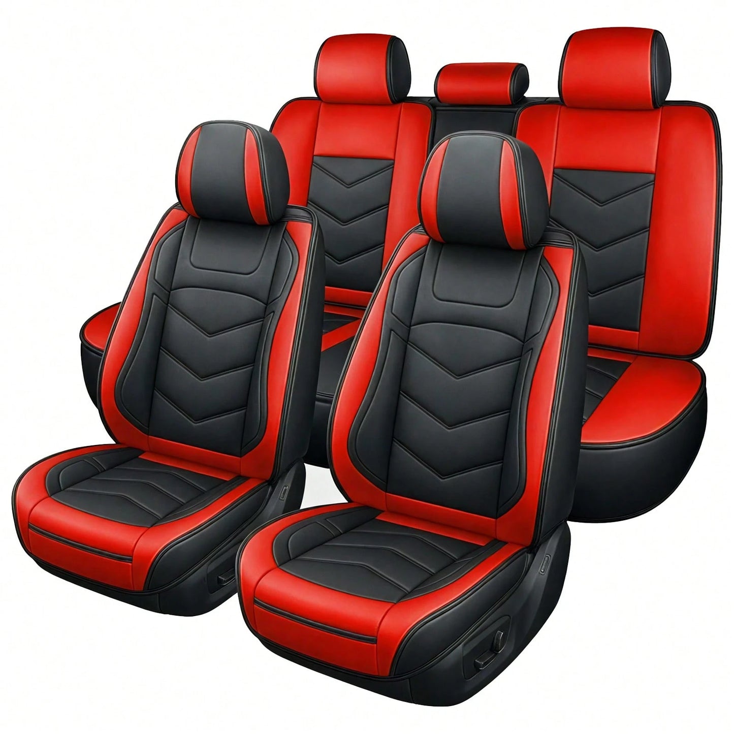 5 Seats Full-Cover PU Leather Car Seat Covers, Full Coverage Wrapping Wear-Resistant Auto Seat Protectors, Waterproof Easy Install Universal Car Seat Cushions, Premium PU Leather Auto Interior Accesso