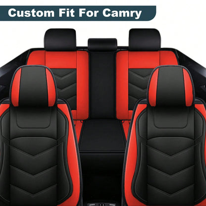 5 Seats Full-Cover PU Leather Car Seat Covers, Full Coverage Wrapping Wear-Resistant Auto Seat Protectors, Waterproof Easy Install Universal Car Seat Cushions, Premium PU Leather Auto Interior Accesso
