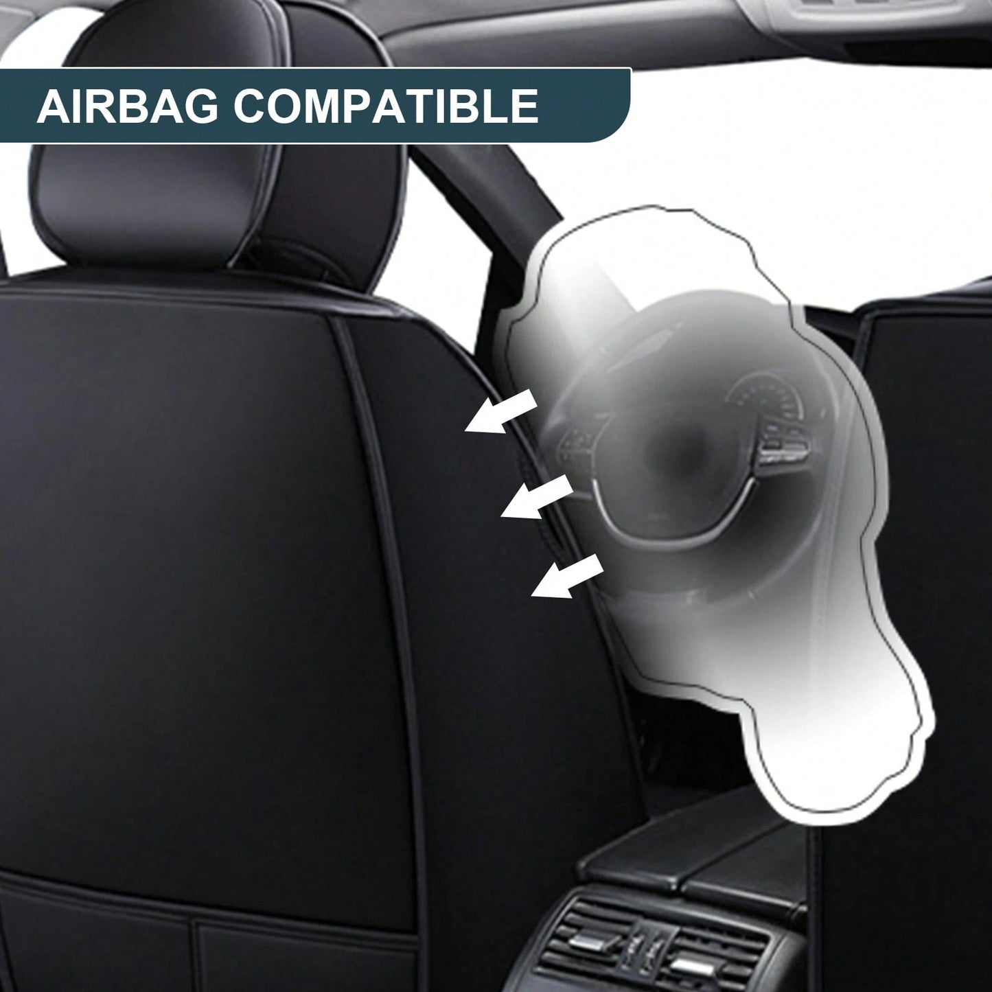 5 Seats Full-Cover PU Leather Car Seat Covers, Full Coverage Wrapping Wear-Resistant Auto Seat Protectors, Waterproof Easy Install Universal Car Seat Cushions, Premium PU Leather Auto Interior Accesso
