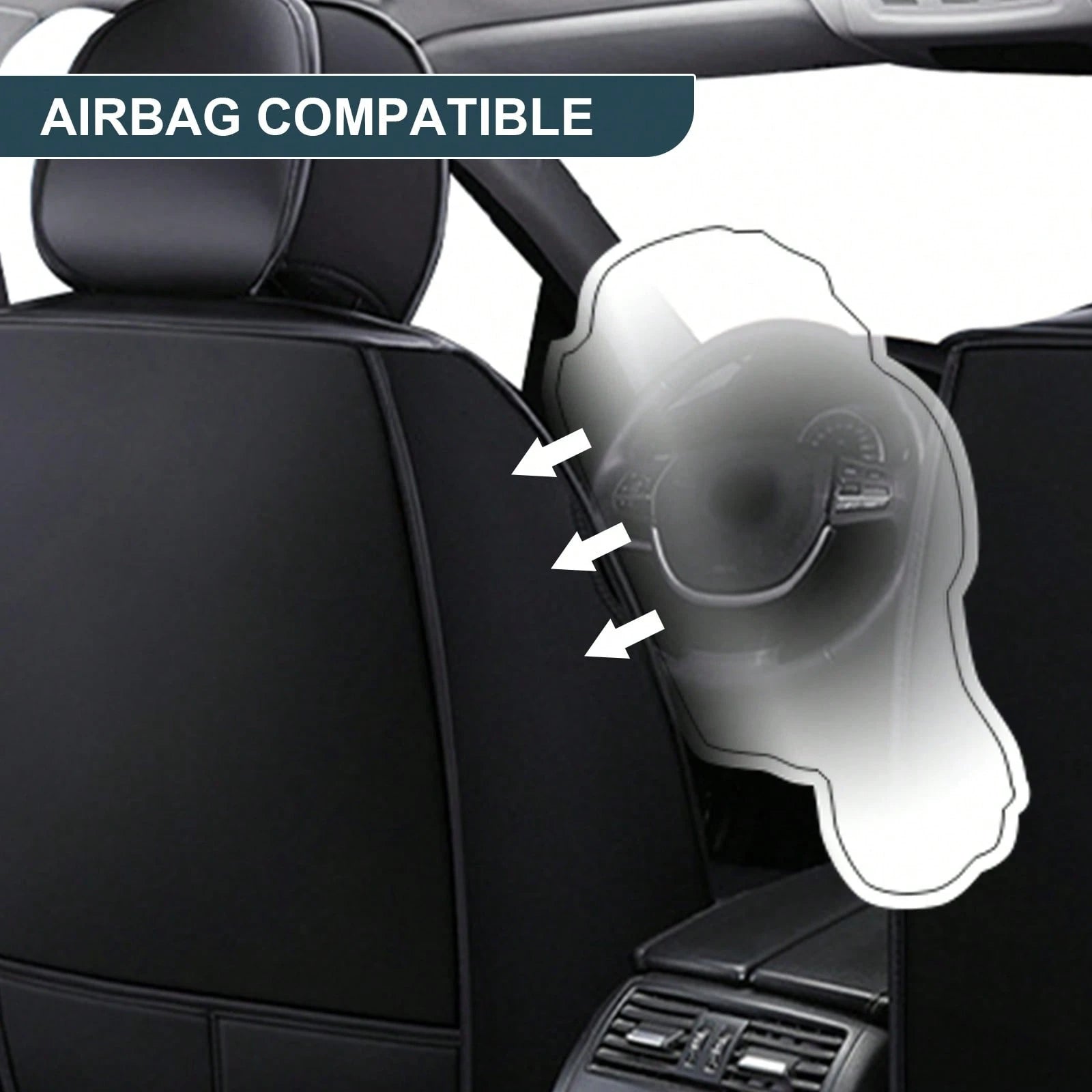 5 Seats Full-Cover PU Leather Car Seat Covers, Full Coverage Wrapping Wear-Resistant Auto Seat Protectors, Waterproof Easy Install Universal Car Seat Cushions, Premium PU Leather Auto Interior Accesso