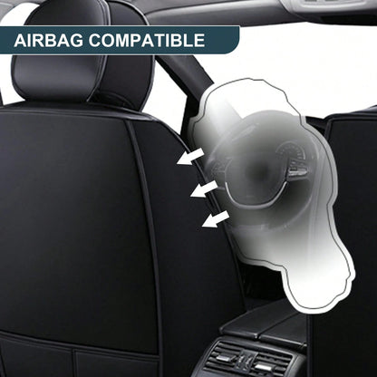 5 Seats Full-Cover PU Leather Car Seat Covers, Full Coverage Wrapping Wear-Resistant Auto Seat Protectors, Waterproof Easy Install Universal Car Seat Cushions, Premium PU Leather Auto Interior Accesso